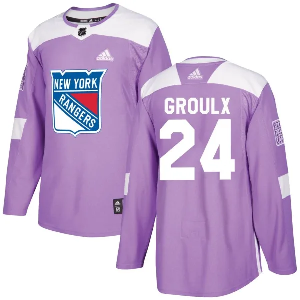 Adidas Bo Groulx New York Rangers Authentic Fights Cancer Practice Jersey - Purple