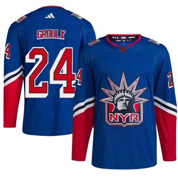 Adidas Bo Groulx New York Rangers Authentic Reverse Retro 2.0 Jersey - Royal