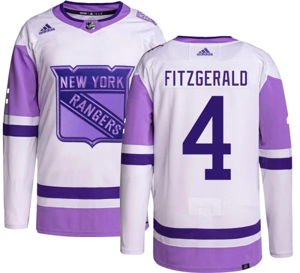 Adidas Casey Fitzgerald New York Rangers Authentic Hockey Fights Cancer Jersey -