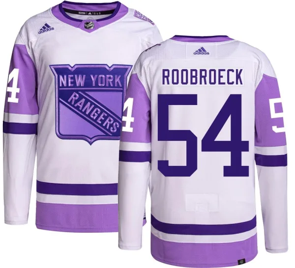 Adidas Dylan Roobroeck New York Rangers Authentic Hockey Fights Cancer Jersey -