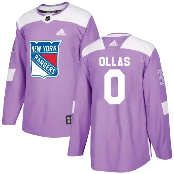 Adidas Hugo Ollas New York Rangers Authentic Fights Cancer Practice Jersey - Purple