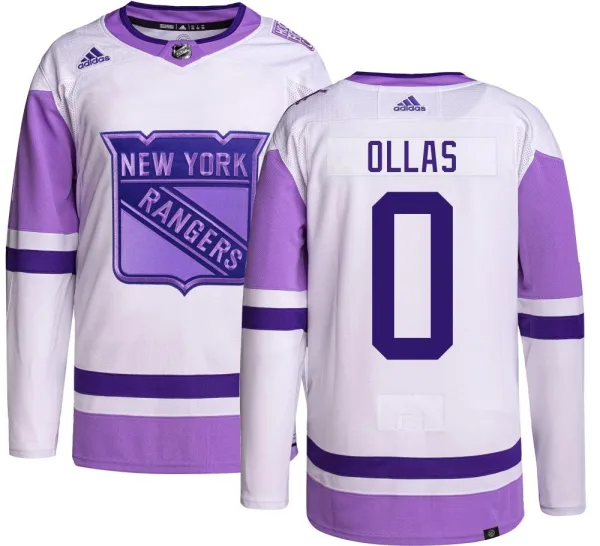 Adidas Hugo Ollas New York Rangers Authentic Hockey Fights Cancer Jersey -