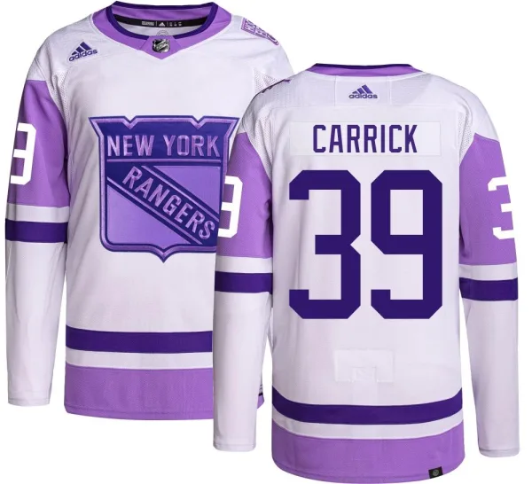 Adidas Sam Carrick New York Rangers Authentic Hockey Fights Cancer Jersey -